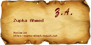 Zupka Ahmed névjegykártya
